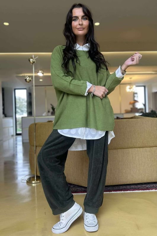 Conrad Oversized Boxy Knit Olive